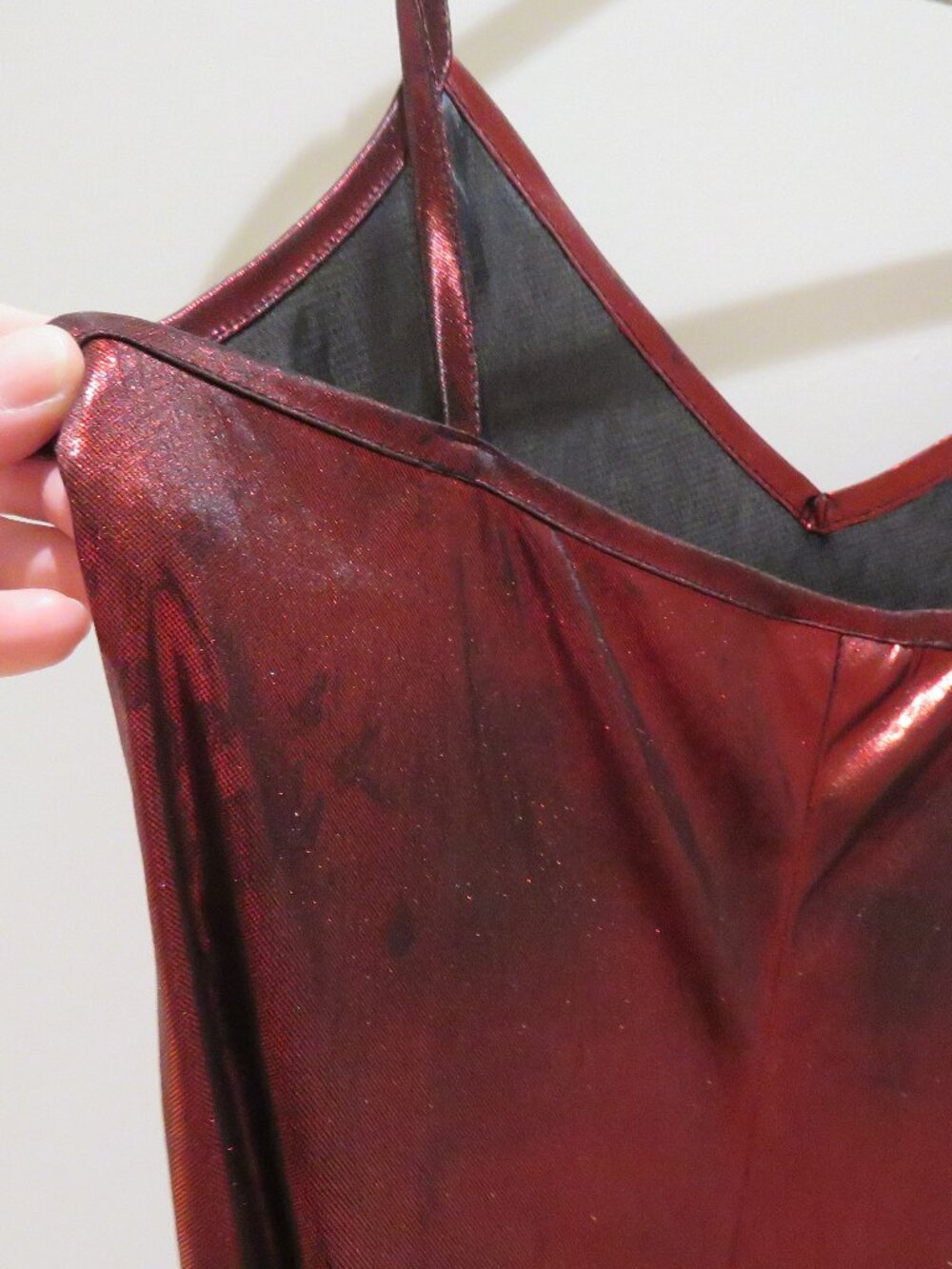 VINTAGE BONKERS USA Red Metallic Maxi Slip Dress Medium 90s Party Friends - Picture 11 of 15